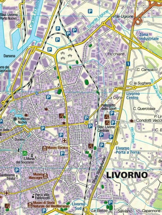 Toskania. Zestaw czterech map turystycznych 2440 wydawnictwa Kompass. Mapa 3 - fragment 1