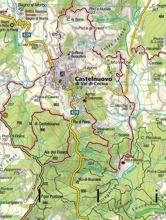 Toskania. Zestaw czterech map turystycznych 2440 wydawnictwa Kompass. Mapa 4 - fragment 2