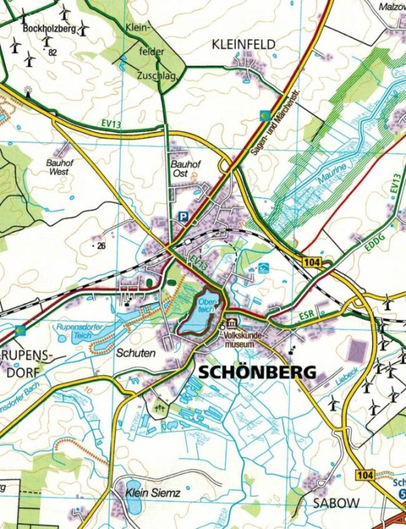 Niemieckie Wybrzeże Bałtyku / Ostseekuste. Wismar - Uznam. Zestaw trzech map turystycznych 739 wydawnictwa Kompass. Mapa 1 - fragment 2