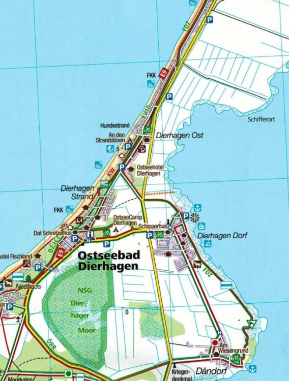 Niemieckie Wybrzeże Bałtyku / Ostseekuste. Wismar - Uznam. Zestaw trzech map turystycznych 739 wydawnictwa Kompass. Mapa 2 - fragment 2