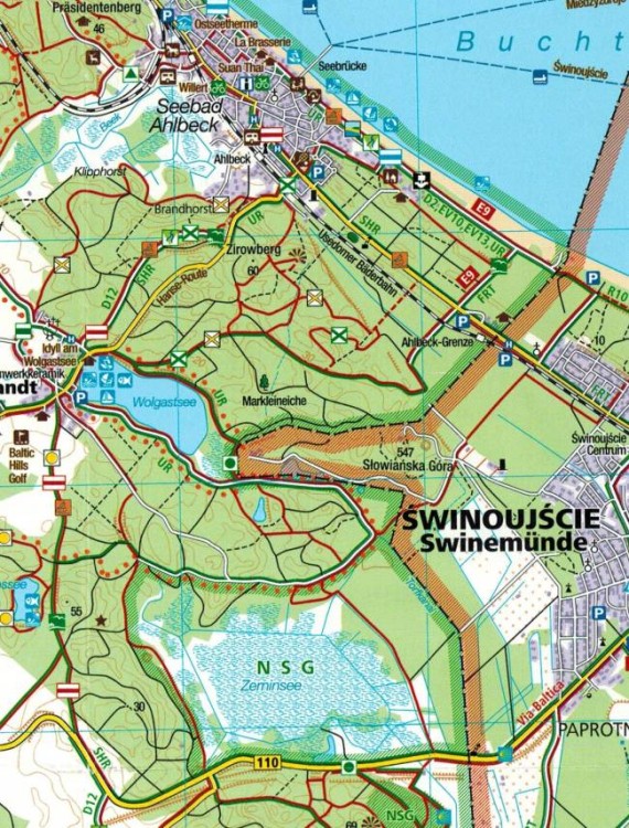 Niemieckie Wybrzeże Bałtyku / Ostseekuste. Wismar - Uznam. Zestaw trzech map turystycznych 739 wydawnictwa Kompass. Mapa 3 - fragment 2