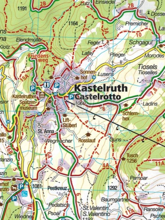Groden / Val Gardena, Sella, Canazei. Wodoodporna mapa turystyczna 616 wydawnictwa Kompass. Fragment 2