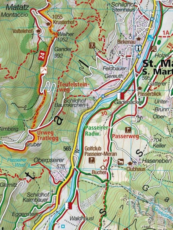Południowy Tyrol / Sudtiroler Weinstrasse, Merano, Bolzano. Zestaw dwóch map turystycznych 078 wydawnictwa Kompass. Mapa 1 - fragment 1