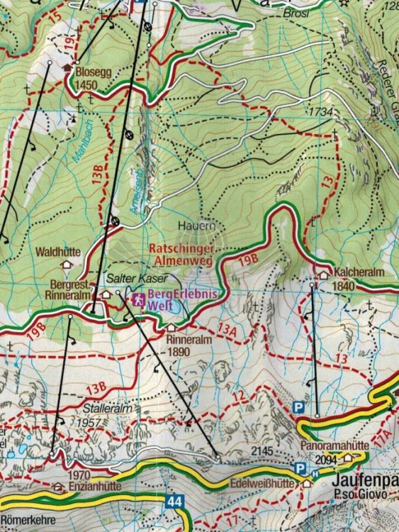 Południowy Tyrol / Sudtiroler Weinstrasse, Merano, Bolzano. Zestaw dwóch map turystycznych 078 wydawnictwa Kompass. Mapa 1 - fragment 2