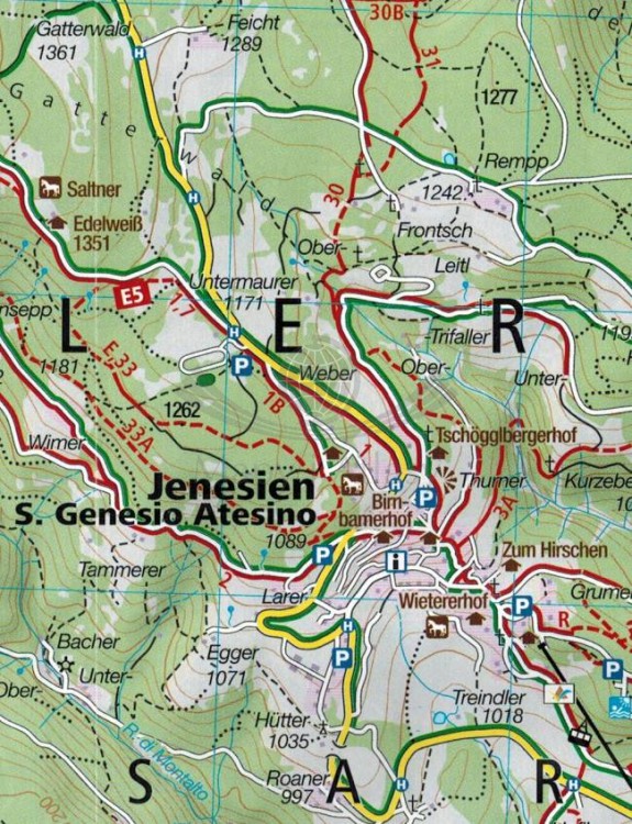 Południowy Tyrol / Sudtiroler Weinstrasse, Merano, Bolzano. Zestaw dwóch map turystycznych 078 wydawnictwa Kompass. Mapa 2 - fragment 1