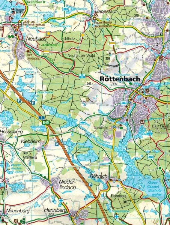Norymberga i okolice / Nurnberg und Umgebung. Zestaw dwóch map turystycznych 163 wydawnictwa Kompass. Mapa 1 - fragment 2