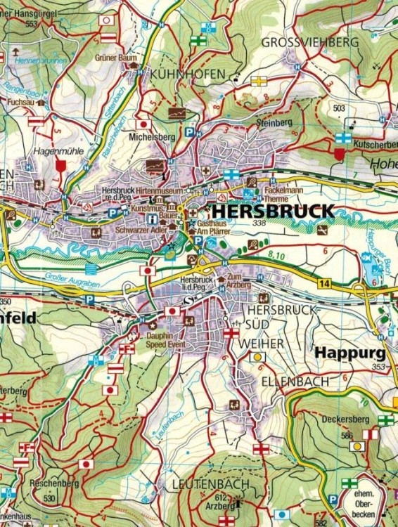 Norymberga i okolice / Nurnberg und Umgebung. Zestaw dwóch map turystycznych 163 wydawnictwa Kompass. Mapa 2 - fragment 1
