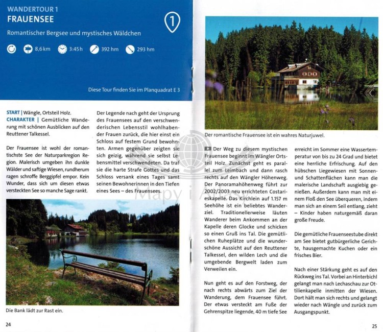 Füssen, Außerfern. Wodoodporna mapa turystyczna 4 wydawnictwa Kompass. Mini przewodnik - przykładowe strony
