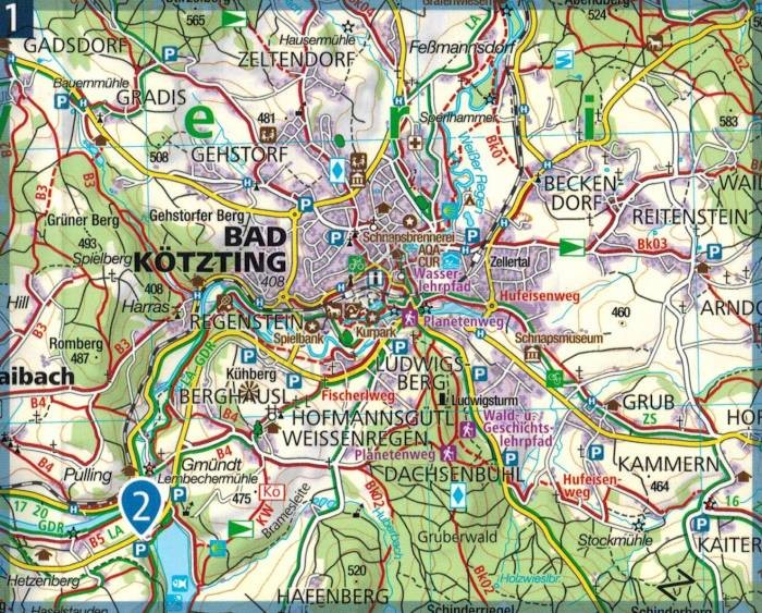 Nördlicher Bayerischer Wald. Wodoodporna mapa turystyczna 195 wydawnictwa Kompass. Fragment 3