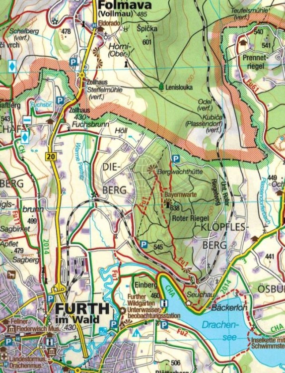 Nördlicher Bayerischer Wald. Wodoodporna mapa turystyczna 195 wydawnictwa Kompass. Fragment 1