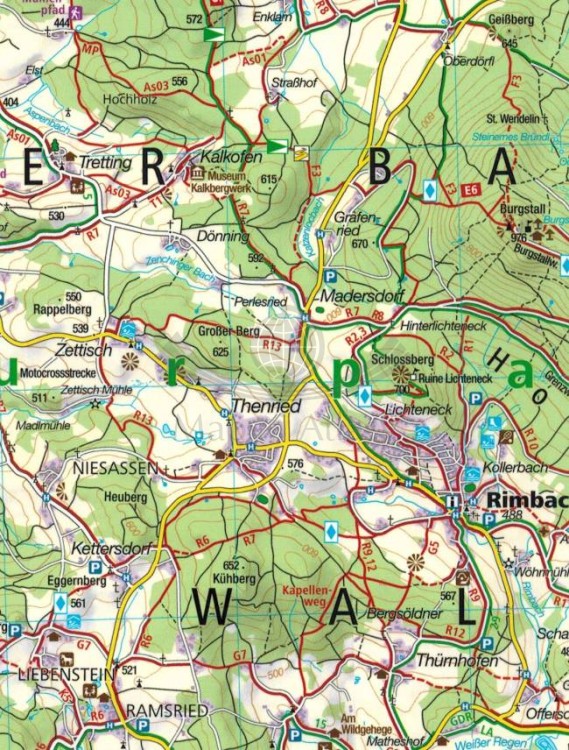 Nördlicher Bayerischer Wald. Wodoodporna mapa turystyczna 195 wydawnictwa Kompass. Fragment 2