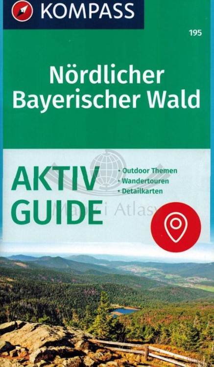 Nördlicher Bayerischer Wald. Wodoodporna mapa turystyczna 195 wydawnictwa Kompass. Mini przewodnik - okładka