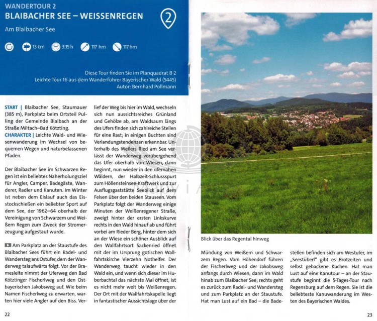 Nördlicher Bayerischer Wald. Wodoodporna mapa turystyczna 195 wydawnictwa Kompass. Mini przewodnik - przykładowe strony