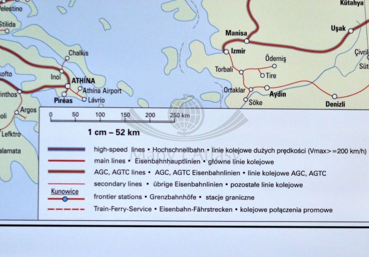 Polska i Europa. Mapa ścienna kolejowa, dwustronna. 107 x 70 cm. Strona 2 - fragment 4