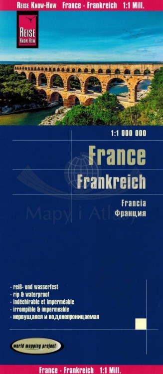 Francja 1:1 000 000. Wodoodporna mapa samochodowo-turystyczna wydawnictwa Reise Know-How. Okładka