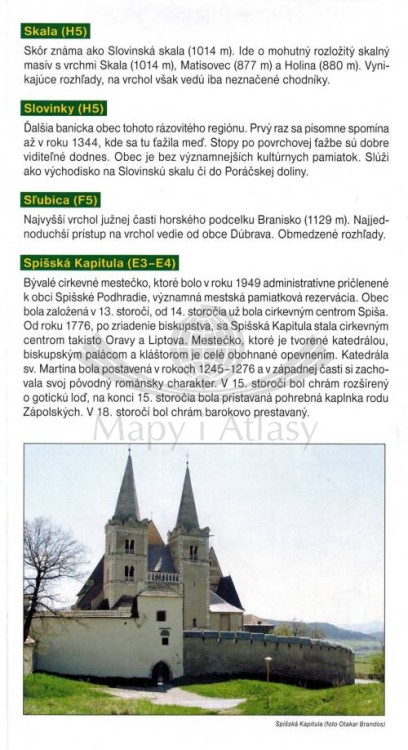 Spisz, Góry Lewockie / Spis, Levocske Vrchy. Mapa turystyczna 1109 wydawnictwa Shocart. Informator - fragment
