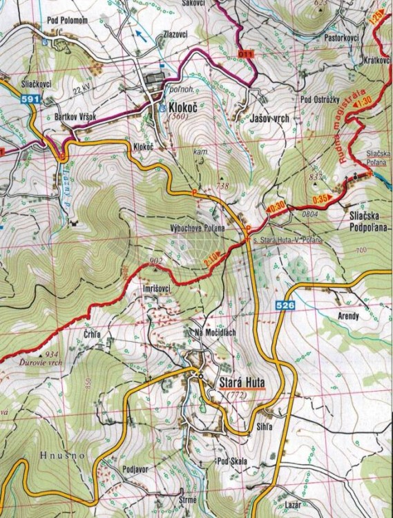 Góry Szczawnickie, Jaworze / Stiavnicke Vrchy, Javorie. Mapa turystyczna 1092 wydawnictwa Shocart. Fragment 2