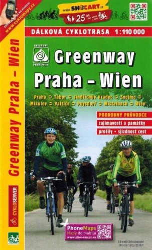 Greenway Praga - Wiedeń. Mapa rowerowo-turystyczna wydawnictwa Shocart. Okładka