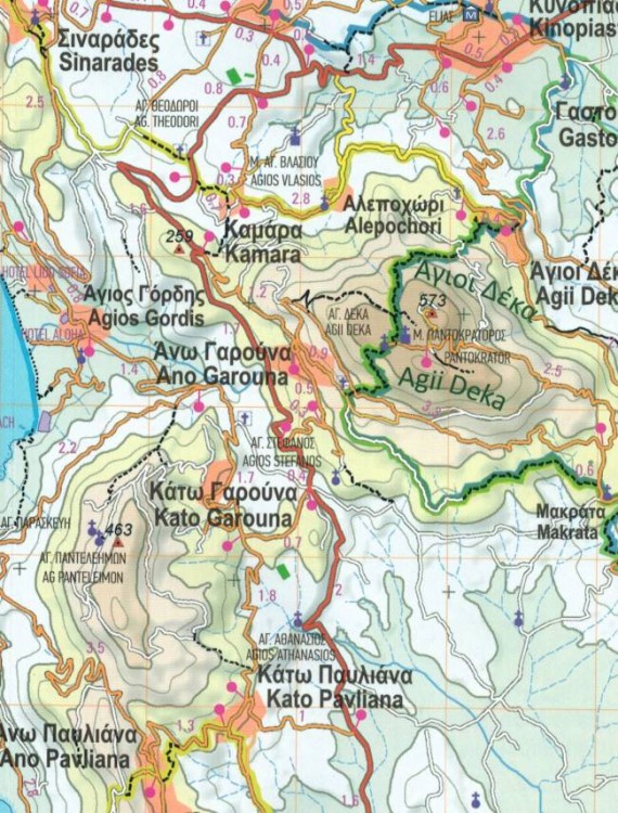 Korfu 1:40 000. Wodoodporna mapa turystyczna wydawnictwa Anavasi. Fragment 2