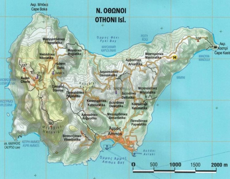 Korfu 1:40 000. Wodoodporna mapa turystyczna wydawnictwa Anavasi. Mapka Othoni