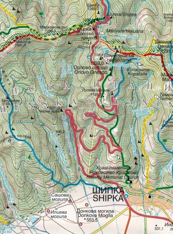 Stara Planina (Płanina) 150 000. Uzana - Vratnik. Mapa turystyczna cz.2 wydawnictwa Domino. Fragment 2