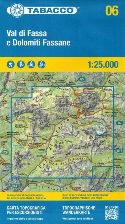 Val di Fassa e Dolomiti Fassane. Mapa turystyczna 06 wydawnictwa Tabacco. Okładka