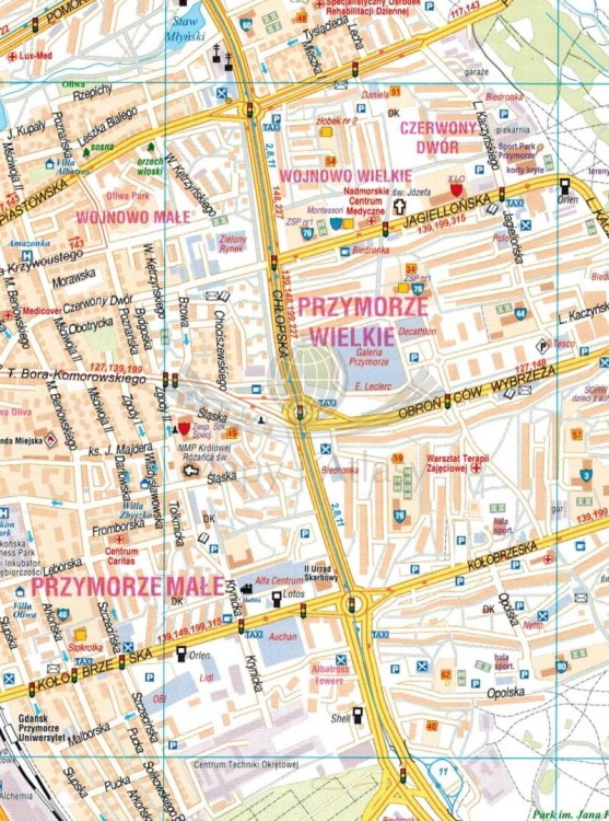 Gdańsk 1:17 000. Mapa / Plan miasta wydawnictwa Galileos. Fragment 1