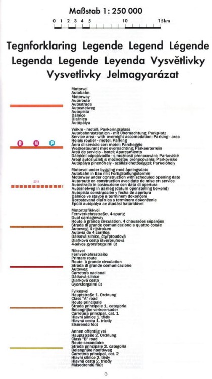 Norwegia Południowa. Oslo, Bergen, Stavanger 1:250 000. Mapa samochodowo-turystyczna /1/  wydawnictwo Freytag & Berndt. Legenda