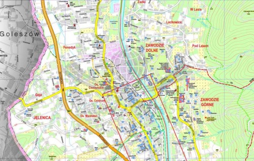 Ustroń 1:11 000. Mapa ścienna / Plan miasta. Fragment 1