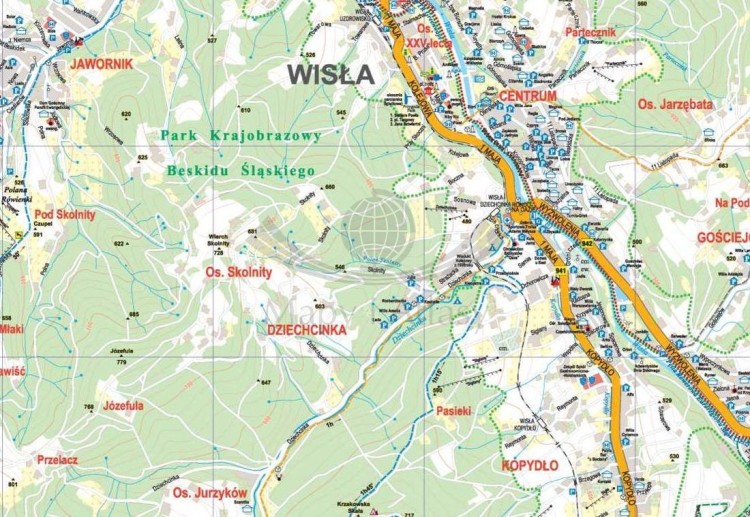 Wisła 1:12 500. Mapa ścienna / Plan miasta. Fragment 1