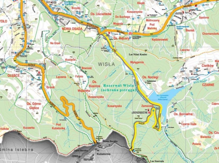 Wisła 1:12 500. Mapa ścienna / Plan miasta. Fragment 2