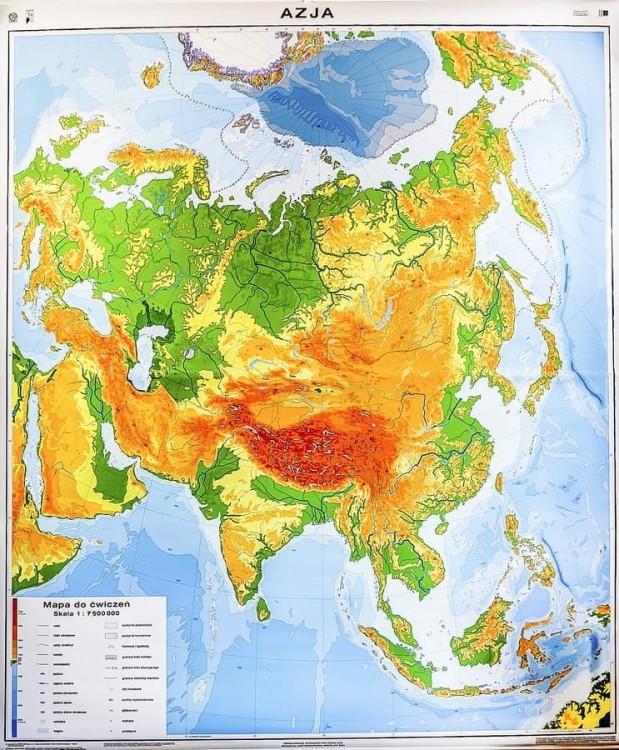 Azja 1:7 500 000. Mapa ścienna ogólnogeograficzna / do ćwiczeń. Strona 2