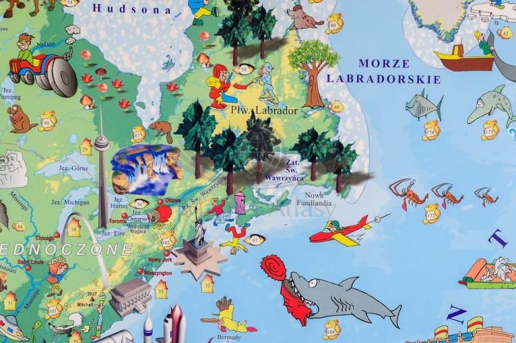 Świat w obrazkach. Mapa ścienna dla dzieci. Wydawnictwo Piętka. Fragment 3