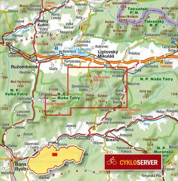 Niżne / Niskie Tatry. Mapa turystyczna 703 wydawnictwa Shocart. Zasięg