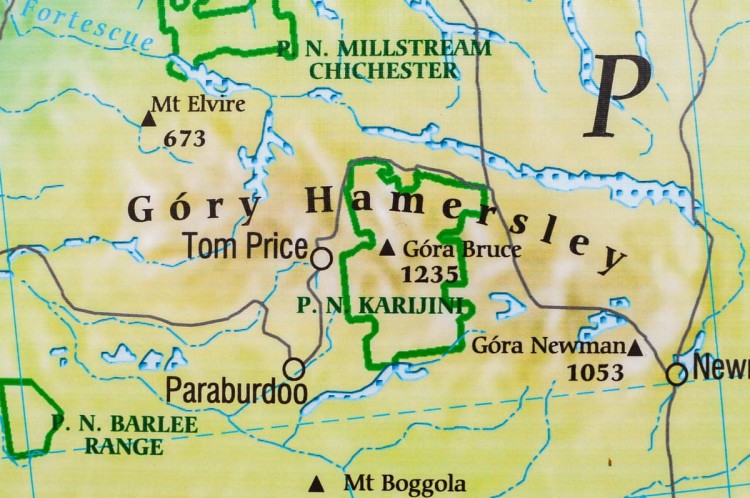 Australia 1:3 500 000. Mapa ścienna fizyczna wydawnictwa Meridian. Fragment 3