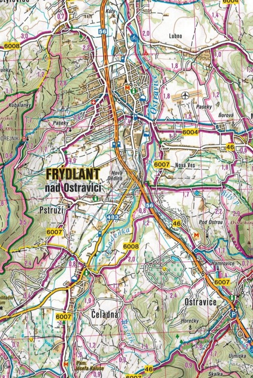 Czechy 1:75 000. Atlas rowerowy wydawnictwa Shocart. Przykładowy arkusz 3 - fragment