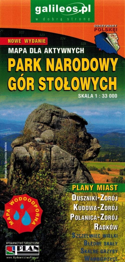 Park Narodowy Gór Stołowych 1:33 000. Laminowana mapa turystyczna. Galileos