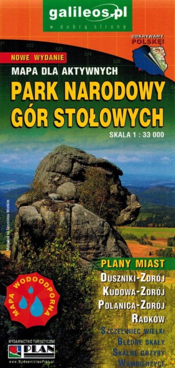Park Narodowy Gór Stołowych 1:33 000. Laminowana mapa turystyczna wydawnictwa Galileos. Okładka