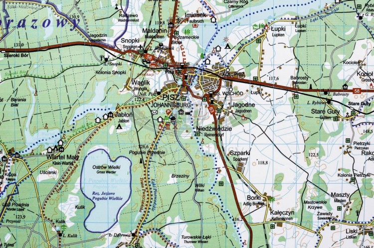 Mazury / Wielkie Jeziora Mazurskie. Mapa w wersji do wpinania. Fragment 7