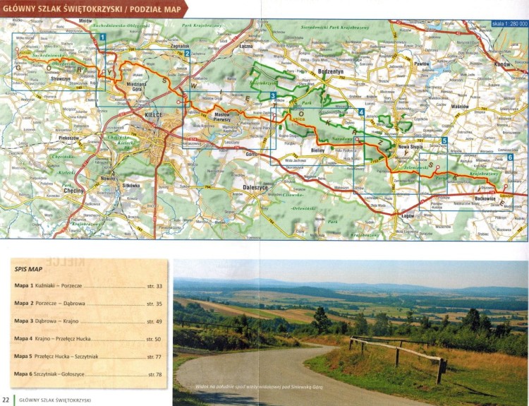Główny Szlak Świętokrzyski. Przewodnik wydawnictwa Compass. Skorowidz map