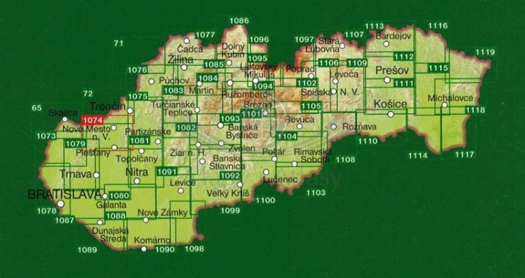 Białe Karpaty, Góry Inowieckie / Biele Karpaty, Povazsky Inovec. Mapa turystyczna 1074 wydawnictwa Shocart. Skorowidz
