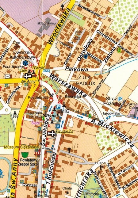 Masyw Ślęży, Sobótka 1:25 000. Mapa turystyczna wydawnictwa Galileos. Plan miasta - fragment