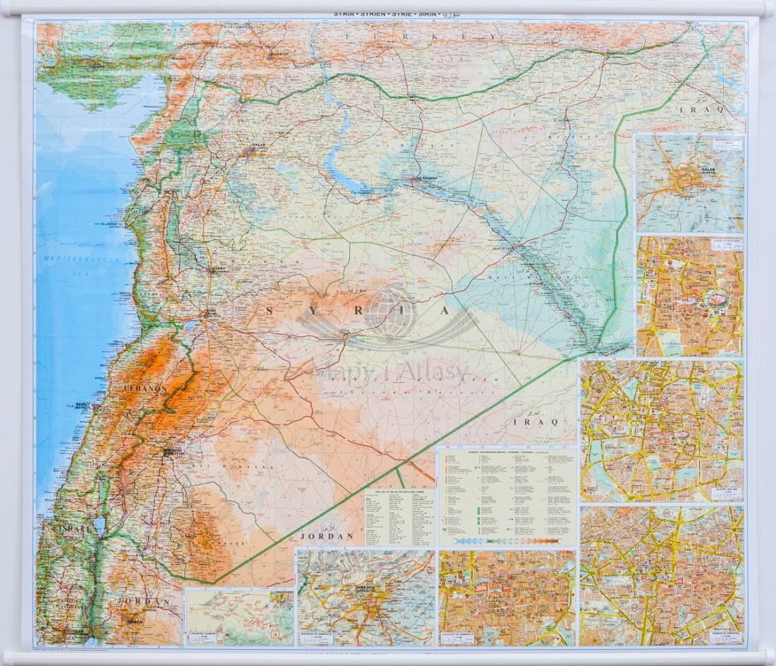 Syria i Liban. Mapa ścienna drogowo-fizyczna