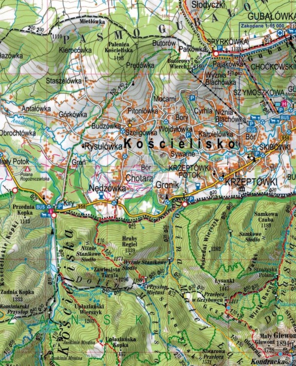 Tatry Polskie i Słowackie 1:55 000. Laminowana mapa turystyczna wydawnictwa ExpressMap. Fragment 2