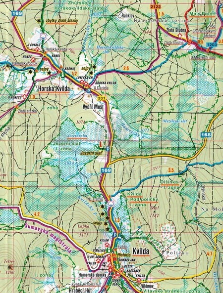 Szumawa / Sumava - Zeleznorudsko, Povydri, Churanov. Mapa turystyczna 34 wydawnictwa Shocart. Fragment 2