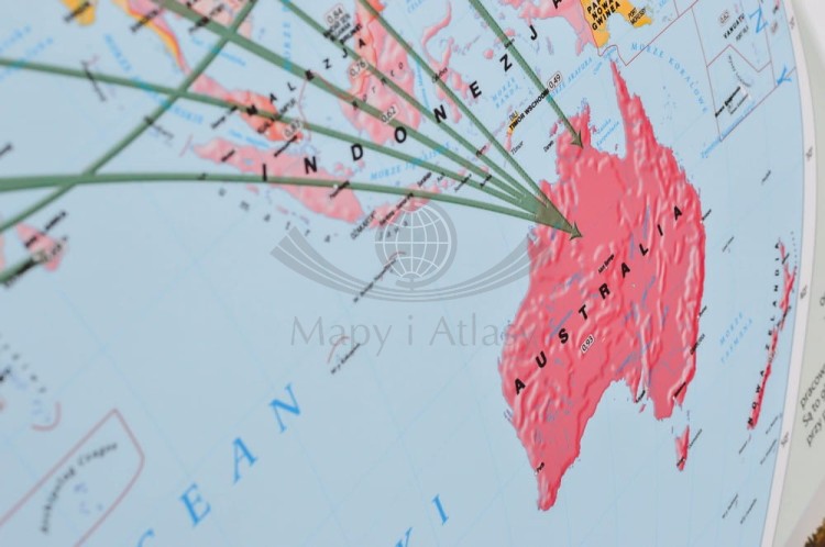 Świat 1:37 000 000. Zróżnicowanie gospodarcze i społeczne. Mapa ścienna wydawnictwa Meridian. Fragment 10