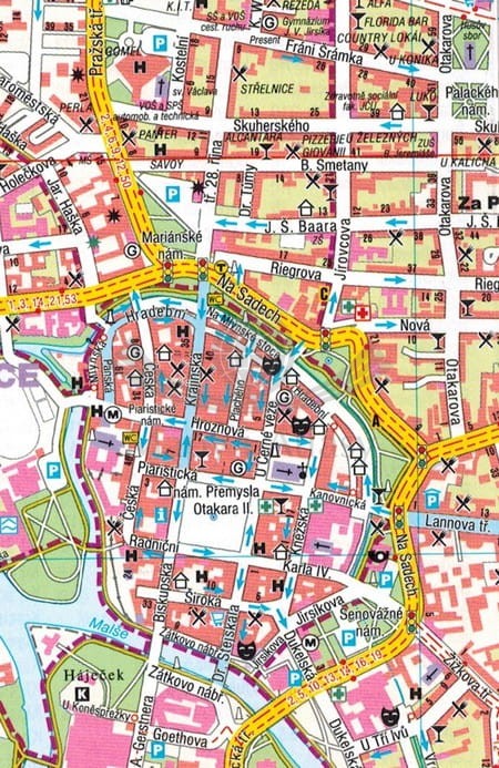 Czeskie Budziejowice, Hluboka nad Wełtawą i okolice. Plan miasta / Mapa turystyczna wydawnictwa Freytag & Berndt. Fragment 2