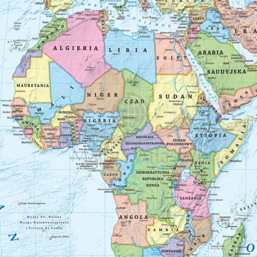 Świat. Mapa polityczna, puzzle. 2000 elementów. Producent: ArtGlob. Fragment 1