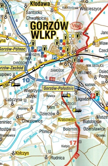 Województwo lubuskie dla zawodowców TIR. Mapa samochodowa wydawnictwa Demart. Fragment 1
