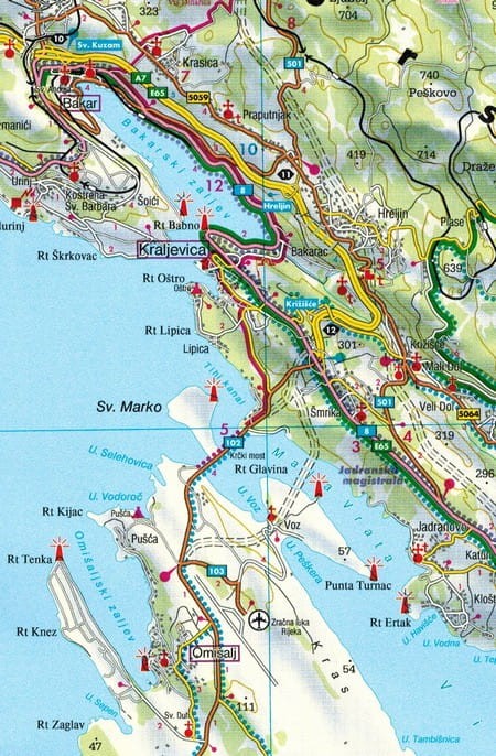 Cres, Losinj, Krk, Rab. Mapa samochodowo-turystyczna wydawnictwa Freytag & Berndt. Fragment 1